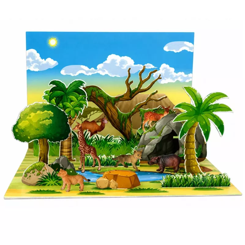 LEAN TOYS Metsloomade Figuuride Komplekt Rebane Kaelkirjak Jõehobu Hirv Park 3D Laud
