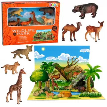 LEAN TOYS Metsloomade Figuuride Komplekt Rebane Kaelkirjak Jõehobu Hirv Park 3D Laud