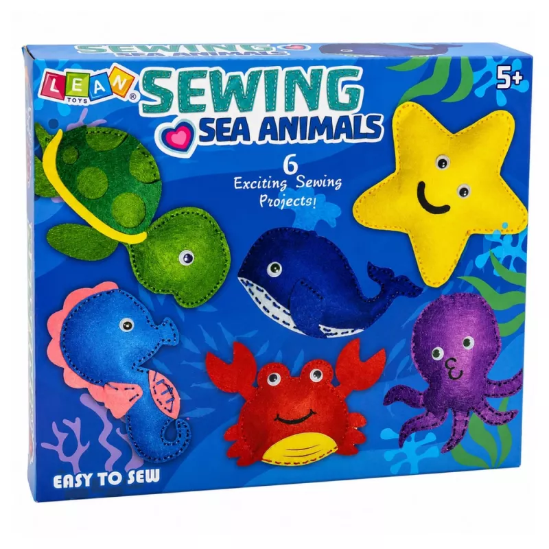 LEAN TOYS Loomingukomplekt õmblemiseks ja täitmiseks Felt DIY Mereelukad 6 tk