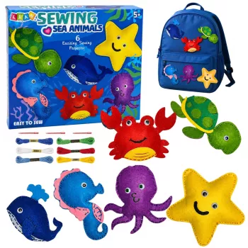 LEAN TOYS Loomingukomplekt õmblemiseks ja täitmiseks Felt DIY Mereelukad 6 tk