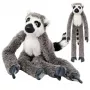LEAN TOYS Plush Lemur Mascot Cuddly Toy with Velcro Paws for Hanging, 50 cm, Grey/White/Black