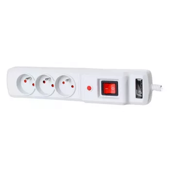 Getfort GF-3A-3M-G Ülepingekaitsega Pikendusjuhe 3 Pesaga 3m Hall