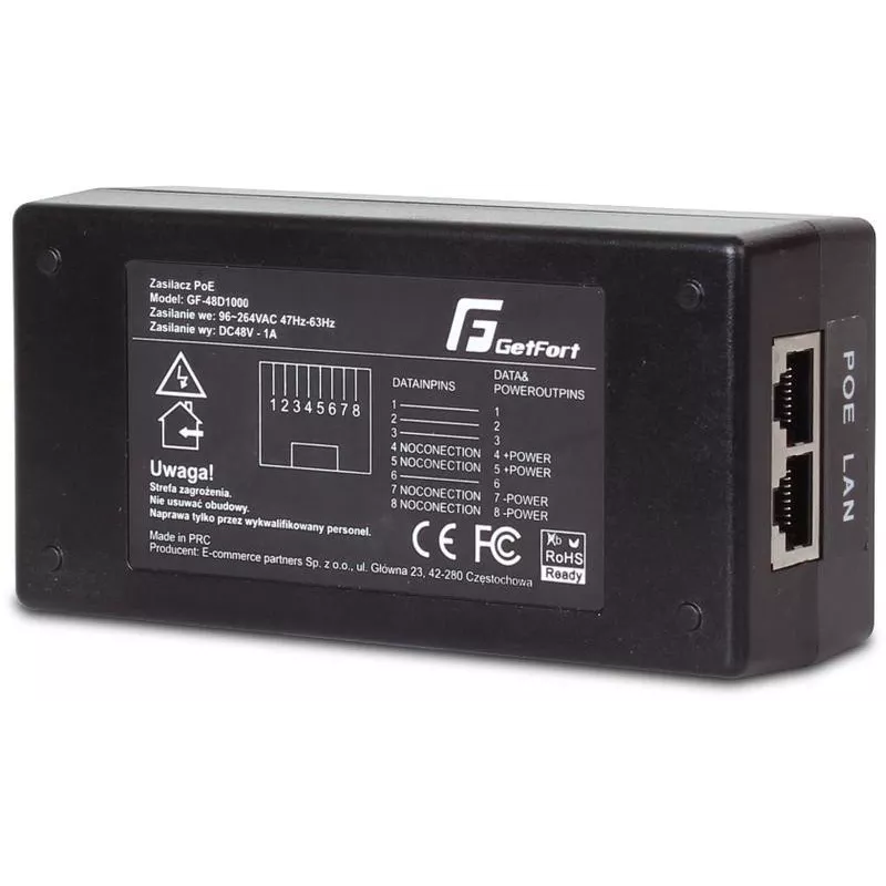 GETFORT GF-48-60W-G Gigabit PoE adapter toiteallikas