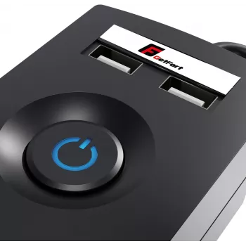 Getfort 5P 5m Must USB Piksekaitsega Pistikupesa