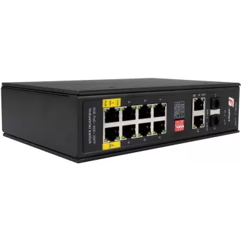 GETFORT GF-110-8PG-2G-2S Industrial PoE+ Switch, 8x PoE+ Gigabit + 2x Gigabit + 2x SFP, -40°C kuni 80°C