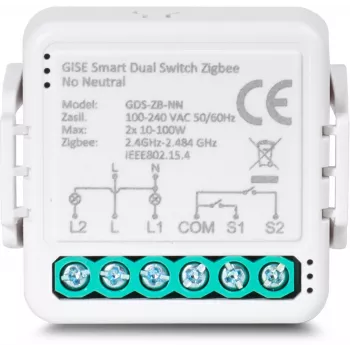 GISE Smart Double Relay Module (No Neutral) Zigbee Tuya GDS-ZB-NN