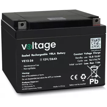 VOLTAGE AGM aku 12V 26Ah VE12-26 (6-9 aastat eluiga)