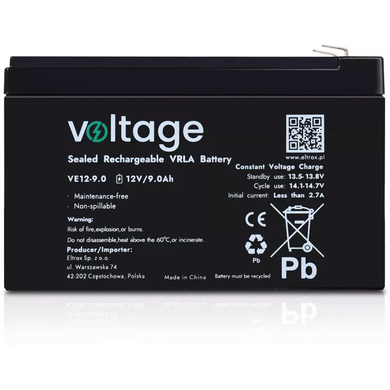 VOLTAGE AGM aku 12V 9Ah VE12-9.0 (6-9 aastane eluiga)