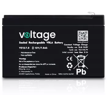VOLTAGE AGM aku 12V 7Ah VE12-7.0 (6-9 aastat eluiga)