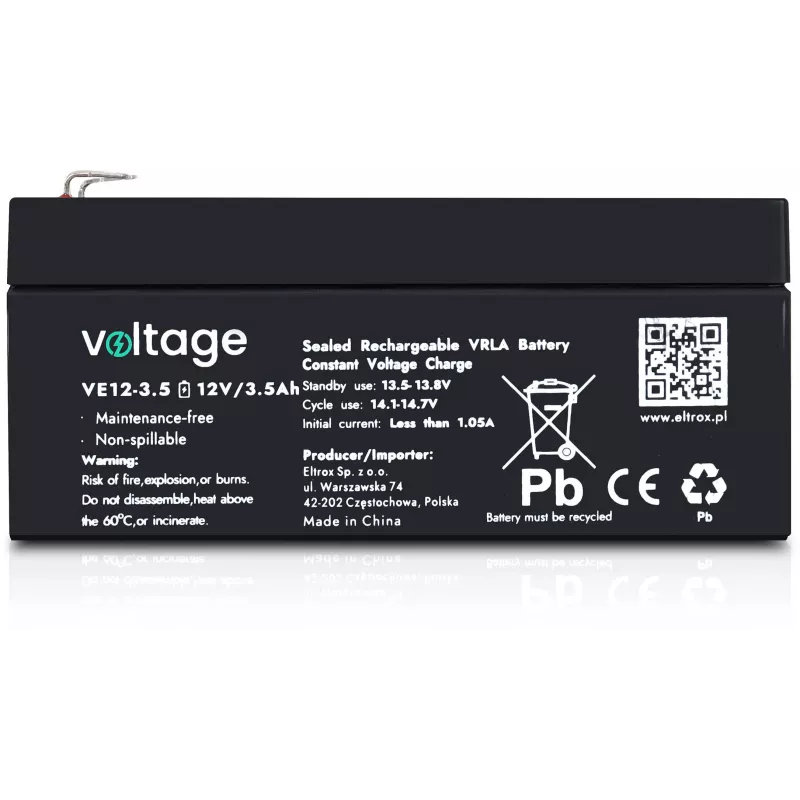 VOLTAGE AGM Aku 12V 3.5Ah VE12-3.5 (6-9 aastat eluiga)