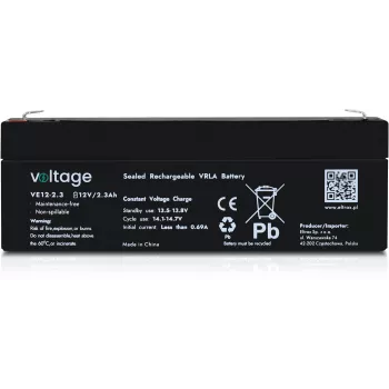 VOLTAGE AGM aku 12V 2.3Ah VE12-2.3 (6-9 aastat eluiga)