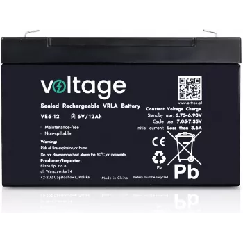 VOLTAGE AGM Aku 6V 12Ah VE6-12 (6-9 aastat eluiga)