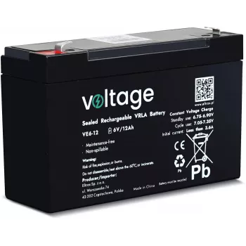 VOLTAGE AGM Aku 6V 12Ah VE6-12 (6-9 aastat eluiga)
