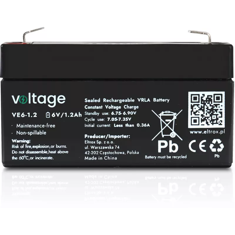 AGM-aku Voltage 6V 1.2Ah VE6-1.2 (kasutusiga 6-9 aastat)