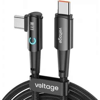 Voltage PowerAngle USB-C to USB-C kaabel 100W PD 100cm Must