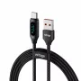 USB-A to USB-C kaabel Voltage PowerDisplay 66W 100cm Must