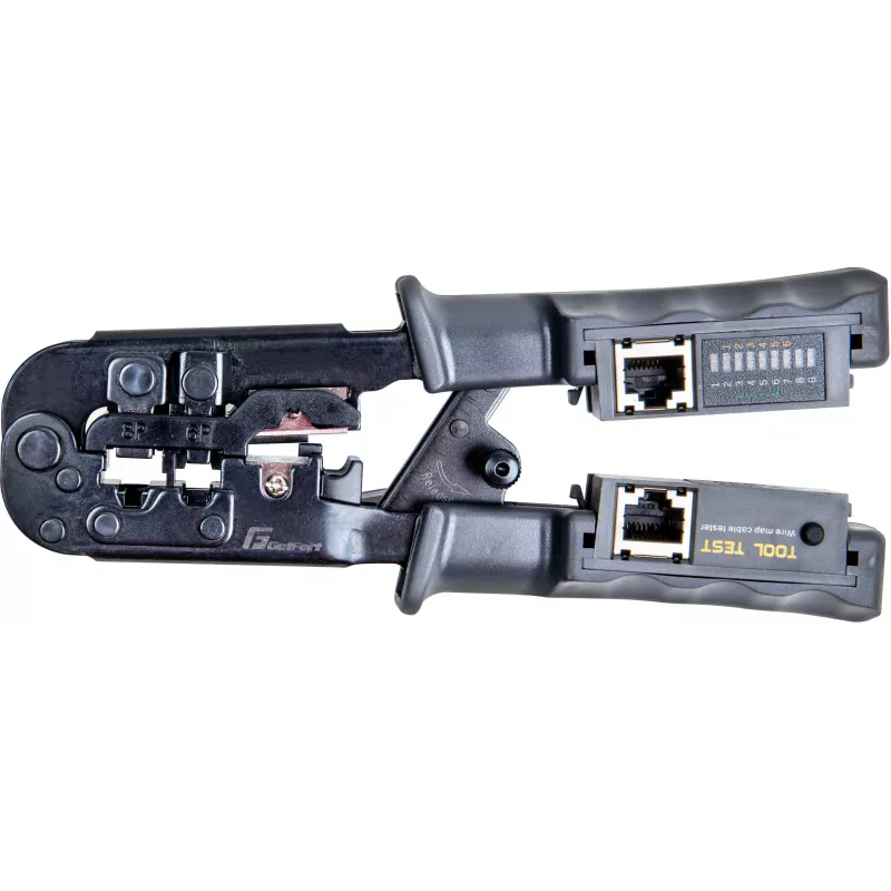 Getfort Network Cable Crimper 8P8C/RJ-45, 6P6C/RJ-12, 6P4C/RJ-11 with Built-in Tester
