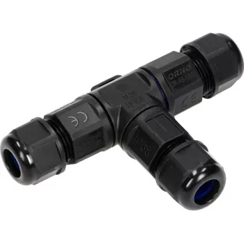 ORNO OR-AE-13602 T-liitmikuga kaabliühendus IP68, 3x4mm², 450V/25A, must