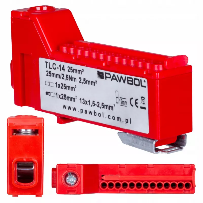 PAWBOL LZB E.4136CZ Kruvita klemmiriba 12-pooluseline Punane 450V 24A