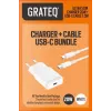 GRATEQ TAHKO 20W USB-C PD seinadapteri komplekt koos 1,5 m USB-C–Lightning kaabliga, valge