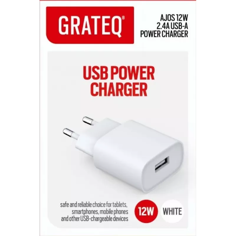 GRATEQ AJOS Laadija USB-A 12W Valge