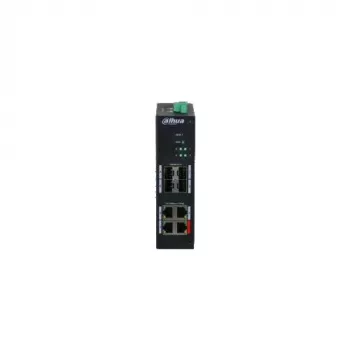 Dahua HS4408-4ET-96 tööstuslik haldamata PoE-lüliti, 8 porti, 4x Hi-PoE 60W, 4x PoE+ 30W, 96W eelarve, 2x Gigabit üleslüli, 2x SFP, DIN-ronga