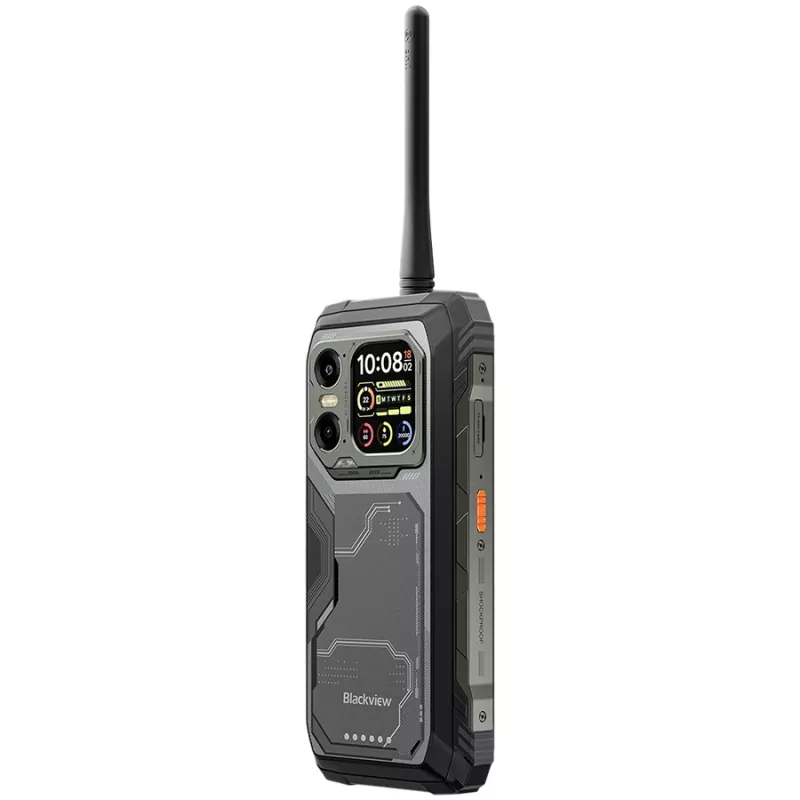 Blackview XPLORE 1 Walkie-talkie 22km 5G vastupidav telefon 6.78-tolline FHD 2460x1080 120Hz+2.01-tolline 296x240 12+256GB MTK Dimensity 7050 kaheksatuumaline 2.4Ghz Kaamera 50+64MP+20MP öövaatlus 20000mAh NFC Gorilla Glass 5 Android 15 MIL-STD must