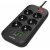 LDNIO SE6403 Pistikupesadega ja USB-ga toiteplokk, 6 pistikupesa + 4 USB laadimisporti, 2m kaabel, 2500W, valge