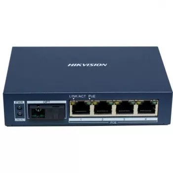Hikvision DS-3D504TP-A Haldamata tööstuslik PoE-lüliti, 4 PoE+ porti, 1 SFP ülesling, 60W eelarve