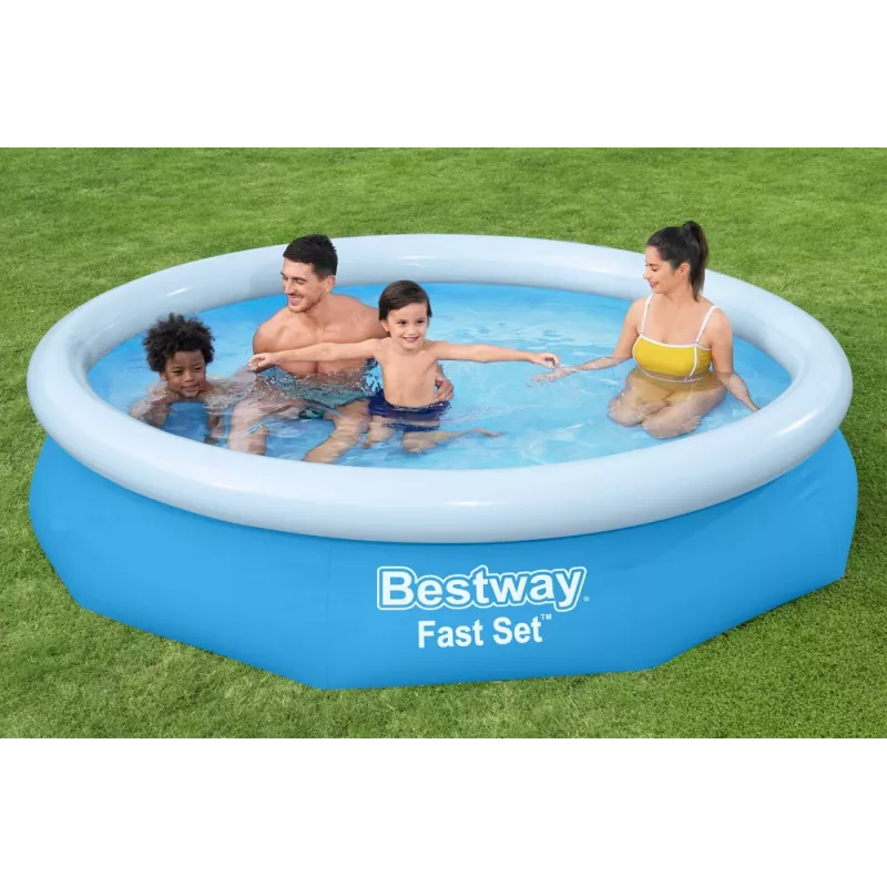 Bestway 57458 Fast Set Inflatable Ring Pool 305 x 66 cm Round Garden Pool with Filter Pump