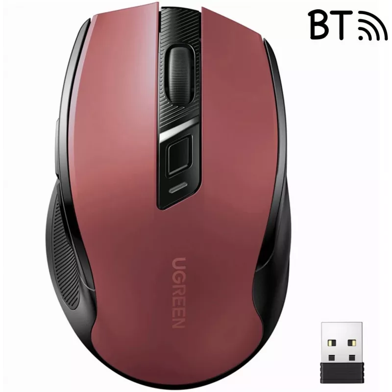 UGREEN MU006 Wireless Optical Mouse 2.4GHz / Bluetooth 5.0 4000 DPI - Punane
