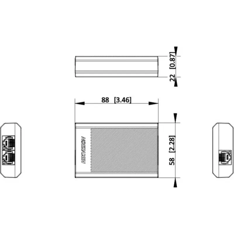 Hikvision DS-3E0503DP-E/R PoE repiiter, 1x PoE sisend, 2x PoE väljund, 10/100 Mbps, metallkorpus
