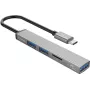 ORICO AH-12F-GY-BP USB-C jaotur 3x USB-A pordi ja MicroSD-kaardilugejaga, alumiinium, kosmosehall
