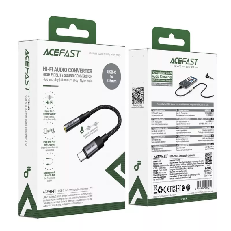 Acefast USB-C to 3.5mm J12 Audio Adapter Black