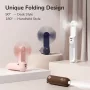 JISULIFE Handheld Fan 8 Valge Kaasaskantav USB Ventilaator Power Bank 2000mAh ja Taskulambiga