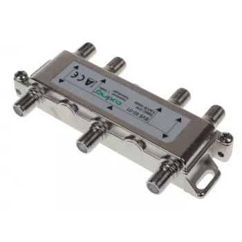AXING AX BVE 6-01 6-Way TV/SAT Splitter, 75 Ohm, F-Connector, Die-cast Zinc, Black