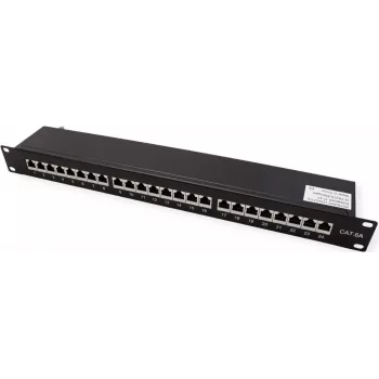 VALUE 19-tolline paigalduspaneel Cat6A/Class EA 24 porti varjestatud must