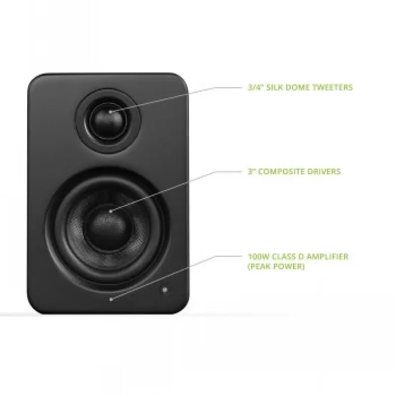 Kanto Audio YU2MB-CG 3-Draiveriga Aktiivkõlarid USB DAC ja 3.5mm AUX-iga - Matt Must (sisaldab C ja G tüüpi toitejuhtmeid)