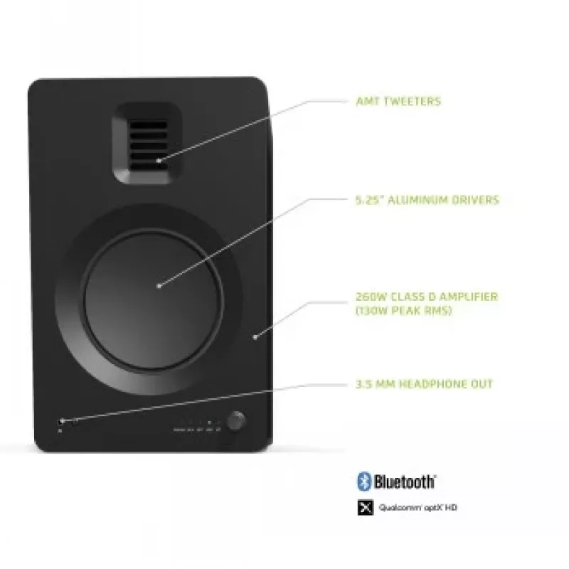 KANTO AUDIO TUKMB-FG Premium Toitega Kõlar koos Kõrvaklappide Väljundiga, USB DAC, Pühendatud Phono Eelvõimendi, Bluetooth, Matt Must (Sisaldab F & G Tüüpi Toitejuhtmeid)