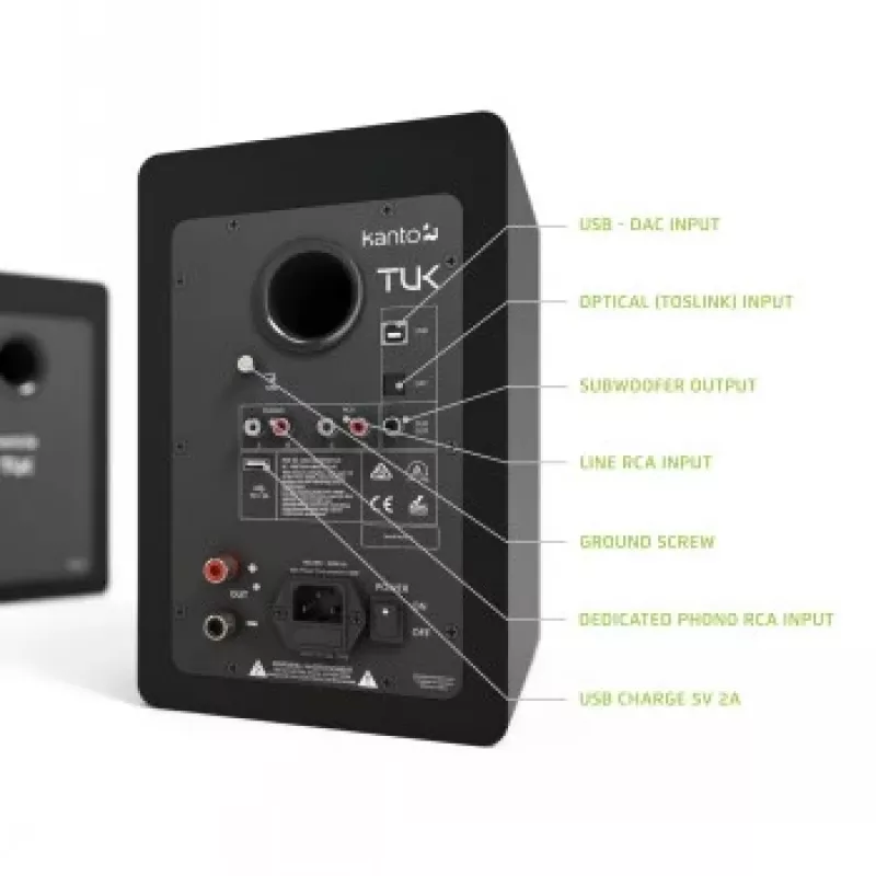 KANTO AUDIO TUKMB-FG Premium Toitega Kõlar koos Kõrvaklappide Väljundiga, USB DAC, Pühendatud Phono Eelvõimendi, Bluetooth, Matt Must (Sisaldab F & G Tüüpi Toitejuhtmeid)