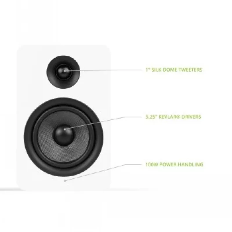 KANTO AUDIO YUP6W Passiivsed riiulikõlarid (paar) - Valge - 1 inch siidkuppeltweeter ja 5.25 inch Kevlar bassikõlar