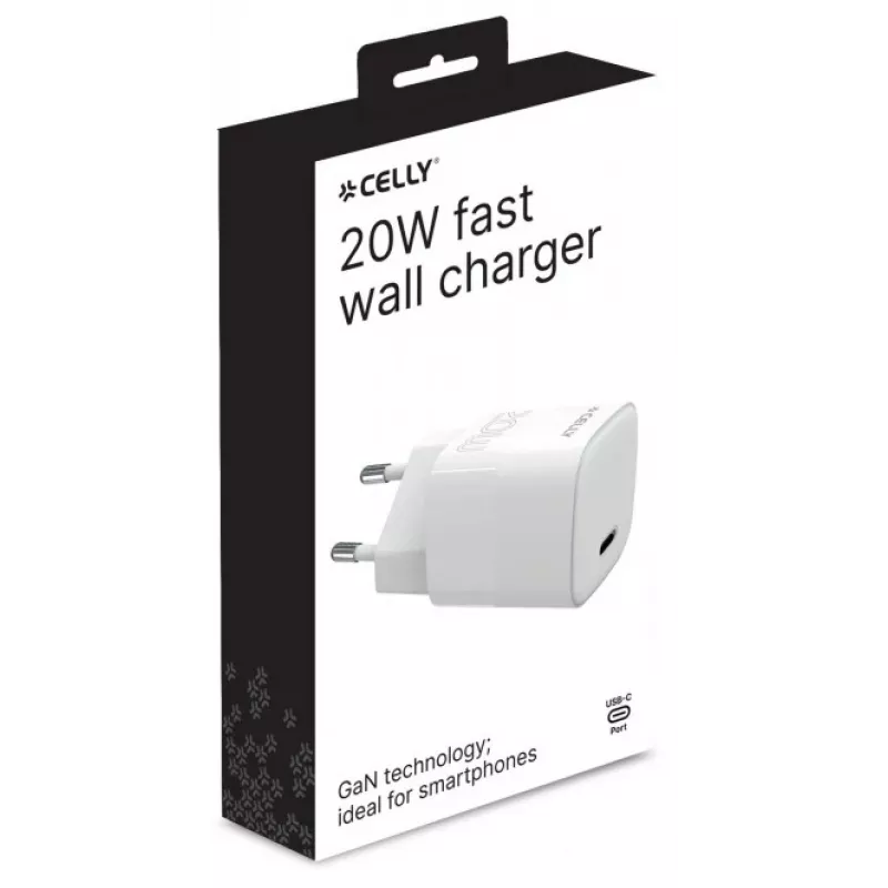 CELLY TC1USBC20WEVOWH USB-C seinadapter 20W Valge