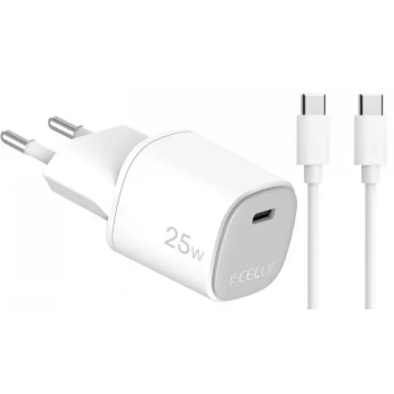 CELLY UP TC 1 USB-C 25W + C to C kaabel