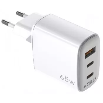 CELLY UP TC 1 USB 2 USB-C 65W WH GaN seinadapter valge