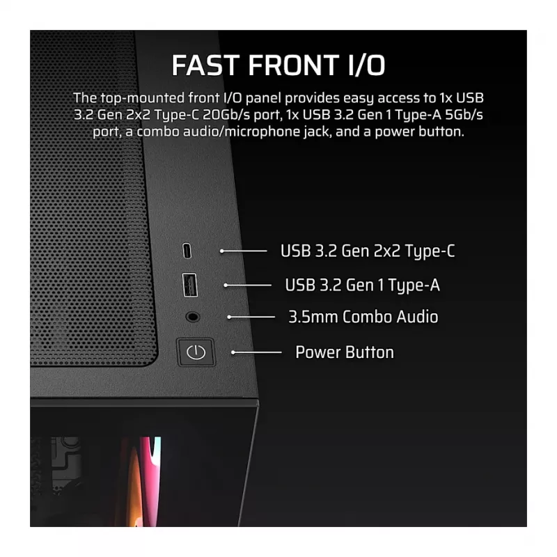 Corsair 280X RS-R ARGB Micro-ATX PC Case, Tempered Glass, Black, 3x LL120 RGB Fans