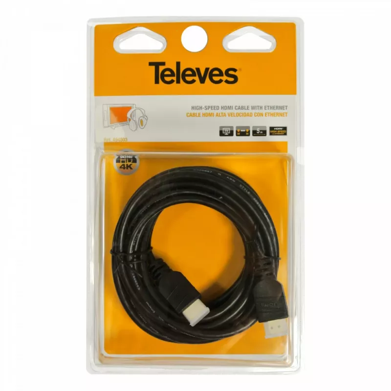 Televes HDMI 2.0 kaabel 5m 4K UHD 18 Gbps kullatud