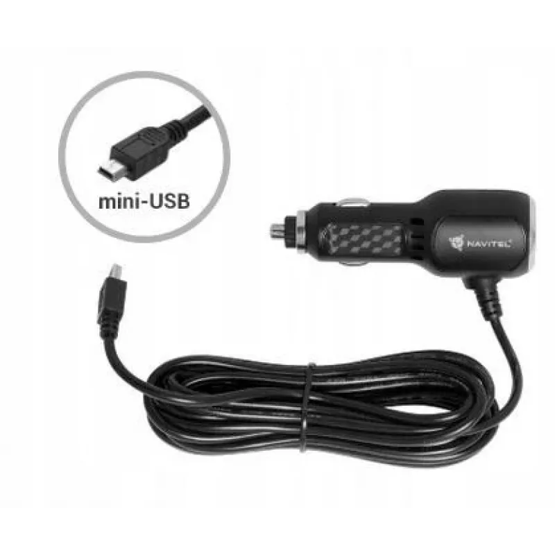 NAVITEL Mini-USB auto laadija sigaretisüütaja pistikule, 12V/24V, 2A, 10W, 1,2 m kaabel, must