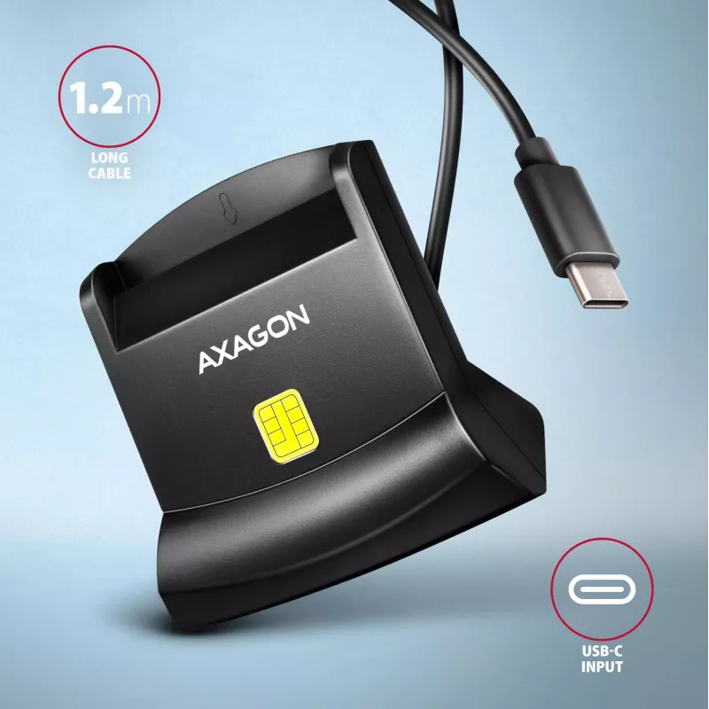 AXAGON CRE-SM4NC USB-C Smart Card Stand Reader - Must