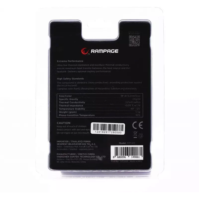 Rampage Termopad XTP-001 Termopad 38×38×0.2 mm PTM
