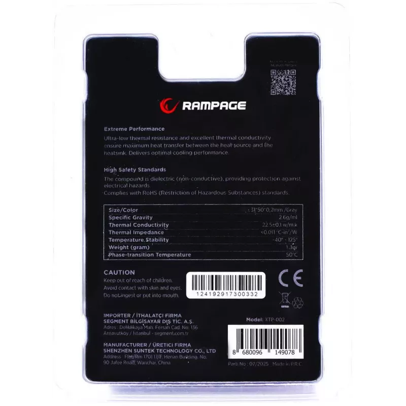 Rampage Termopad XTP-002 Soojuspadja 31×50×0.2mm PTM